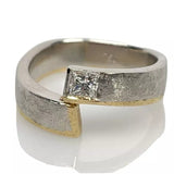 Designer Ring 750 Weißgold / Gelbgold 0.30ct Prinzess Diamant Zertifikat