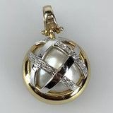 750 Gelbgold/Weißgold Brillanten Mabe Perle Anhänger 21mm Zertifikat