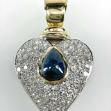 Brillanten Herz Saphir 750 Gelbgold Anhänger 2,10ct G-vvs/vs Wert:6900.- Zertif