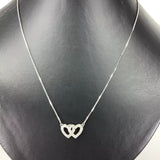 Diamanten 0,43ct Doppel Herz  585 Weissgold Anhänger mit Kette Zertifikat