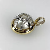 750 Gelbgold/Weißgold Brillanten Mabe Perle Anhänger 21mm Zertifikat