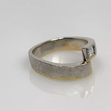 Designer Ring 750 Weißgold / Gelbgold 0.30ct Prinzess Diamant Zertifikat