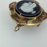 Art Deco 750 Gold Anhänger Brosche Isis Gemme Email Horus Falke ø36mm 15,7gr.