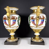 Paar Empire Porzellan Vasen Paris 1820 gilt gold Roman solider rare porcelain