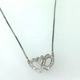 Diamanten 0,43ct Doppel Herz  585 Weissgold Anhänger mit Kette Zertifikat
