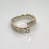 Designer Ring 750 Weißgold / Gelbgold 0.30ct Prinzess Diamant Zertifikat