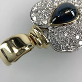 Brillanten Herz Saphir 750 Gelbgold Anhänger 2,10ct G-vvs/vs Wert:6900.- Zertif