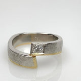 Designer Ring 750 Weißgold / Gelbgold 0.30ct Prinzess Diamant Zertifikat