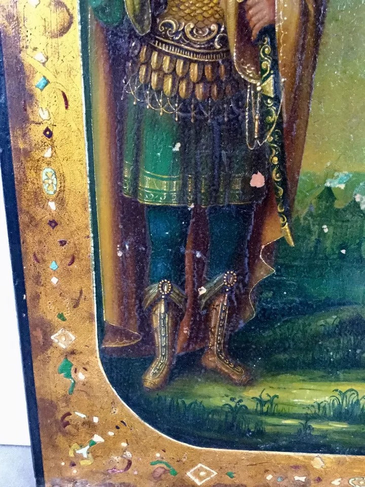 Nahaufnahme Byzantinische Ikone St. George und Märtyrer