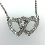 Diamanten 0,43ct Doppel Herz  585 Weissgold Anhänger mit Kette Zertifikat