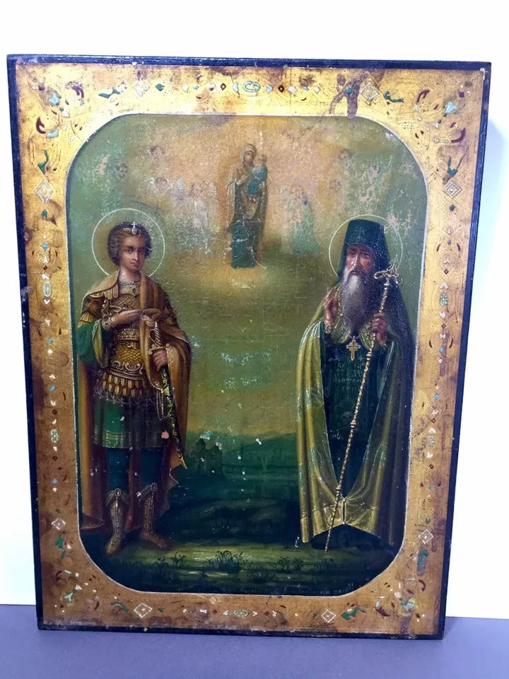 Antike byzantinische Ikone St.George 19h.