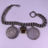 Charivari Uhrkette Trachtenschmuck 800 Silber Münzen Kaiserreich Schweiz 137gr