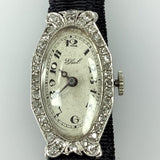 Art Deco Ebel Diamanten Damen Armbanduhr Platin Diamantenlünette Handaufzug 27mm