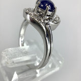 750 Weißgold Diamanten Stern Saphir Cabochon Ring RG55 Zertifikat