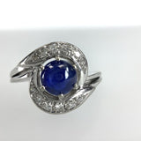 750 Weißgold Diamanten Stern Saphir Cabochon Ring RG55 Zertifikat