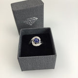 750 Weißgold Diamanten Stern Saphir Cabochon Ring RG55 Zertifikat