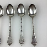 Robbe & Berking 800 Silber Schwedisches Hofmuster Handgehämmert 6 Teelöffel
