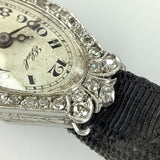 Art Deco Ebel Diamanten Damen Armbanduhr Platin Diamantenlünette Handaufzug 27mm