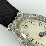 Art Deco Ebel Diamanten Damen Armbanduhr Platin Diamantenlünette Handaufzug 27mm